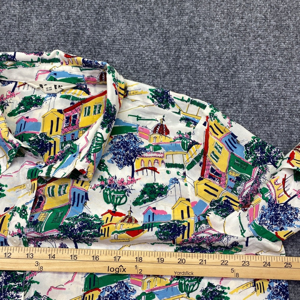 Boden Sienna Womens Silk Scenic Village Print Button Shirt Multi Color 16-18R - Picture 3 of 8